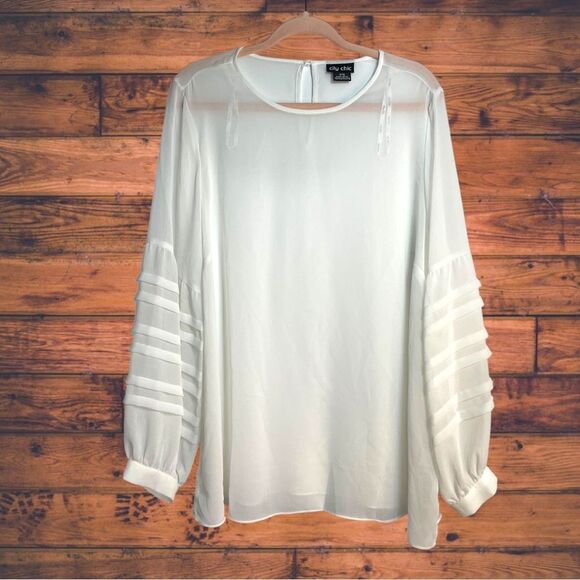 5 for $25🔥City Chic Sheer White Blouse Size 16 - Picture 1 of 6